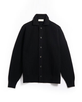 Filippo De Laurentiis Jacquard Knit Full Button Sweater Shirt Black 1 6165
