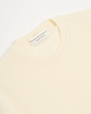 Filippo De Laurentiis Liquid Jersey Elevated Wool Crewneck Off White 2