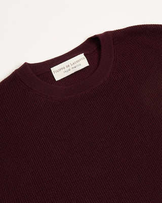 Filippo De Laurentiis Liquid Jersey Elevated Wool Crewneck Burgundy 7 3092
