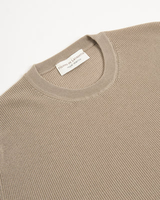 Filippo De Laurentiis Liquid Jersey Elevated Wool Crewneck Taupe 2 3115