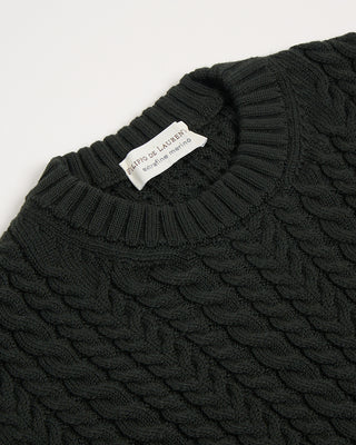 Filippo De Laurentiis Extrafine Merino 3D Cableknit Crewneck Sweater Olive 2983
