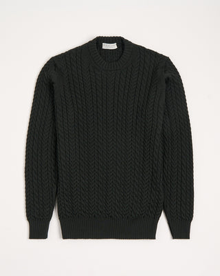 Filippo De Laurentiis Extrafine Merino 3D Cableknit Crewneck Sweater Olive 6 2985