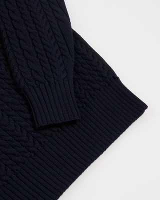 Filippo De Laurentiis Extrafine Merino 3D Cableknit Crewneck Sweater Navy 2 2898