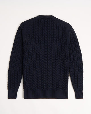 Filippo De Laurentiis Extrafine Merino 3D Cableknit Crewneck Sweater Navy 7 2674