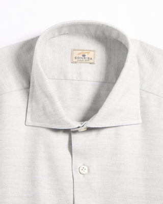 Sonrisa Cotton Lyocell Luxury Herringbone Flannel Comfort Fit Sport Shirt Heather Grey 4 5940