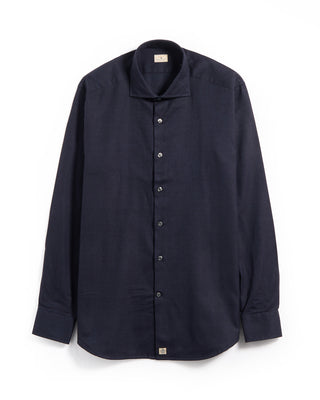 Sonrisa Cotton Lyocell Luxury Herringbone Flannel Comfort Fit Sport Shirt Navy 5 5934