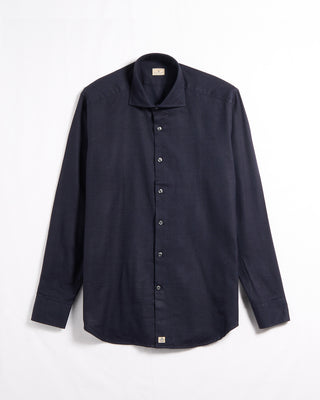 Sonrisa Cotton Lyocell Luxury Herringbone Flannel Comfort Fit Sport Shirt Navy 9 5998