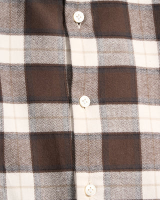 Sonrisa Luxury Herringbone Check Flannel Comfort Fit Sport Shirt Tan  Brown 2 5868