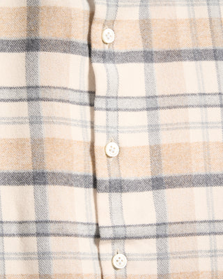 Sonrisa Lofty Flannel Check Twill Comfort Fit Luxury Sport Shirt Grey  Tan 2 5872