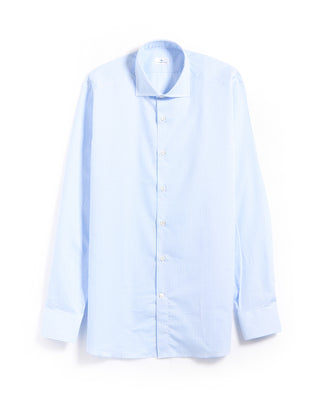 Sonrisa Micro Check Superior Cotton Regular Fit Dress Shirt Light Blue 2 5942