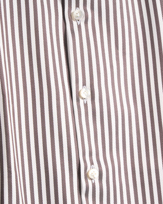 Sonrisa Supima Cotton King Twill Stripe Regular Fit Shirt Brown 1 5947