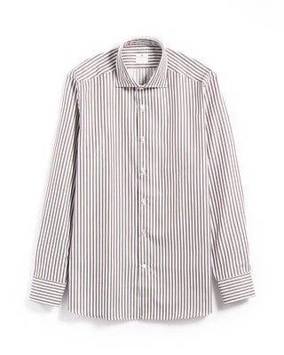 Sonrisa Supima Cotton King Twill Stripe Regular Fit Shirt Brown 2 5946