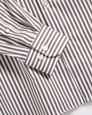 Sonrisa Supima Cotton King Twill Stripe Regular Fit Shirt Brown 3 5948