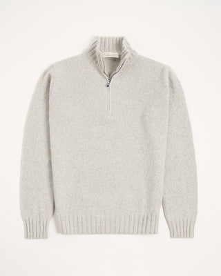 Filippo De Laurentiis Heathered Wool Ribbed Quarter Zip Sweater Heather Grey 5 2840