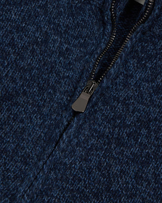 Filippo De Laurentiis Heathered Wool Ribbed Quarter Zip Sweater Blue 2 2929