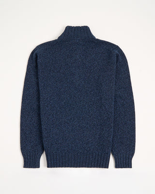 Filippo De Laurentiis Heathered Wool Ribbed Quarter Zip Sweater Blue 7 3031