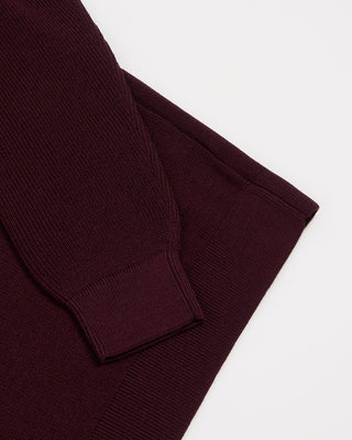 Filippo De Laurentiis Liquid Jersey Wool Elevated Long Sleeve Polo Burgundy 2893