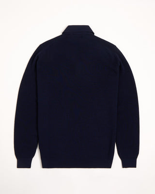 Filippo De Laurentiis Liquid Jersey Wool Elevated Long Sleeve Polo Blue 22 2685