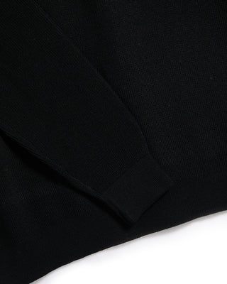 Filippo De Laurentiis Liquid Jersey Wool Elevated Long Sleeve Polo Black 2 6158