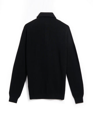 Filippo De Laurentiis Liquid Jersey Wool Elevated Long Sleeve Polo Black 5 6159