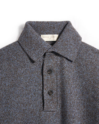 Filippo De Laurentiis Midlayer Yak  Wool Melange Sweater Polo Light Blue 3 5447
