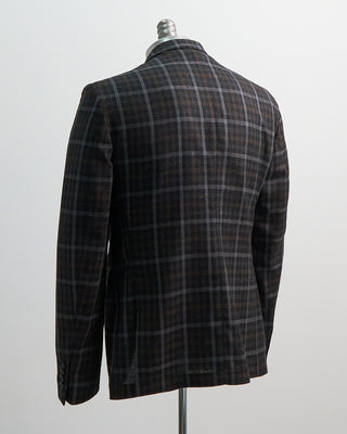 L.B.M. 1911 Silk  Wool Black Gingham Soft Sport Jacket Black  Brown 1 6