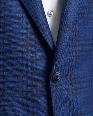 Luigi Bianchi Mantova Wool Silk And Linen Crisp Check Sport Jacket Indigo 1 3