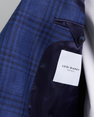 Luigi Bianchi Mantova Wool Silk And Linen Crisp Check Sport Jacket Indigo 1 5