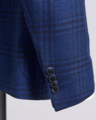 Luigi Bianchi Mantova Wool Silk And Linen Crisp Check Sport Jacket Indigo 1 6