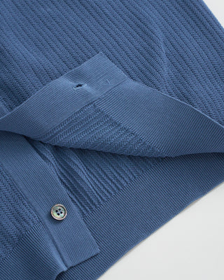 Filippo De Laurentiis Chevron Knit Crêpe Cotton Shirt Blue 1