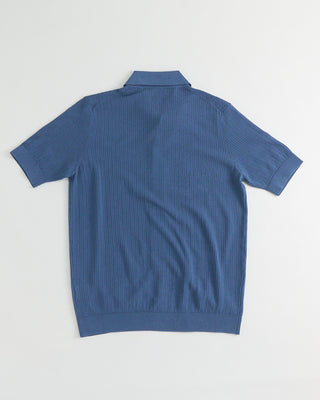 Filippo De Laurentiis Chevron Knit Crêpe Cotton Shirt Blue 1 3