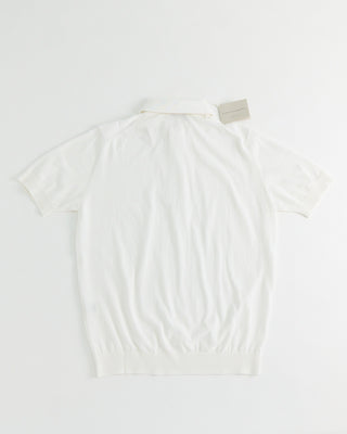 Filippo De Laurentiis Standup Collar Crêpe Cotton Polo Shirt White 1 4