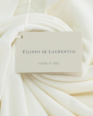 Filippo De Laurentiis Standup Collar Crêpe Cotton Polo Shirt White 1 5