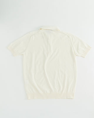 Filippo De Laurentiis Standup Collar Crêpe Cotton Polo Shirt Cream 1 4