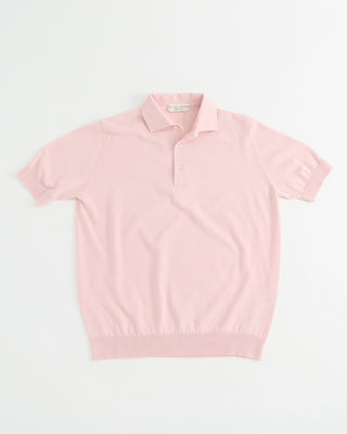 Filippo De Laurentiis Standup Collar Crêpe Cotton Polo Shirt Pink 1 1