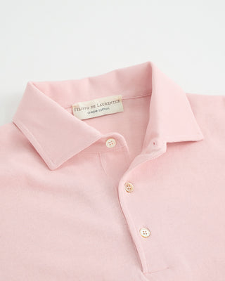 Filippo De Laurentiis Standup Collar Crêpe Cotton Polo Shirt Pink 1 2