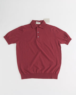 Filippo De Laurentiis Standup Collar Crêpe Cotton Polo Shirt Berry 1