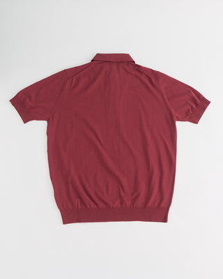 Filippo De Laurentiis Standup Collar Crêpe Cotton Polo Shirt Berry 1 4