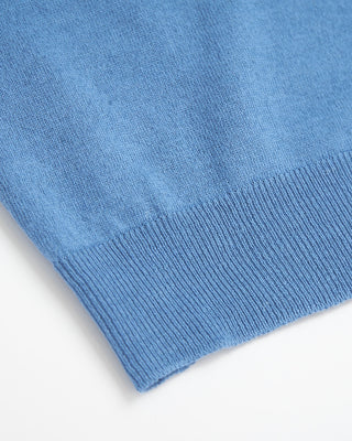 Filippo De Laurentiis Standup Collar Linen  Cotton Polo Shirt Blue 0 2