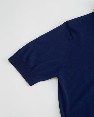 Filippo De Laurentiis Standup Collar Crêpe Cotton Polo Shirt Navy 1 1