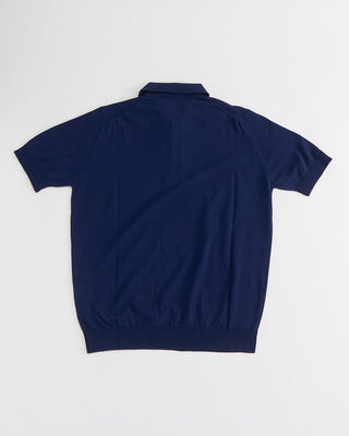 Filippo De Laurentiis Standup Collar Crêpe Cotton Polo Shirt Navy 1 4