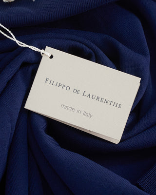 Filippo De Laurentiis Standup Collar Crêpe Cotton Polo Shirt Navy 1 5