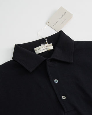 Filippo De Laurentiis Standup Collar Crêpe Cotton Polo Shirt Black 1 3