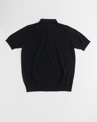 Filippo De Laurentiis Standup Collar Crêpe Cotton Polo Shirt Black 1 4