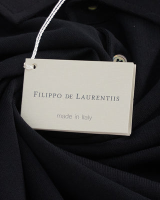 Filippo De Laurentiis Standup Collar Crêpe Cotton Polo Shirt Black 1 5