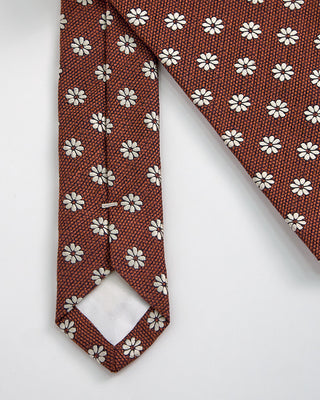 Paolo Albizzati Floral Print Woven Tie Brown 1 1