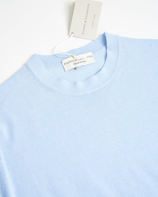 Filippo De Laurentiis Crêpe Cotton High Crewneck T Shirt Light Blue 0 1