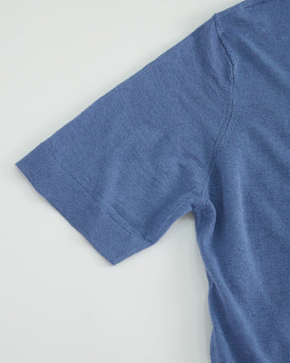 Filippo De Laurentiis Linen  Cotton High Crewneck T Shirt Blue 1