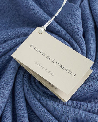 Filippo De Laurentiis Linen  Cotton High Crewneck T Shirt Blue 1 4