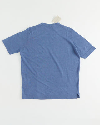 Filippo De Laurentiis Linen  Cotton High Crewneck T Shirt Blue 1 5